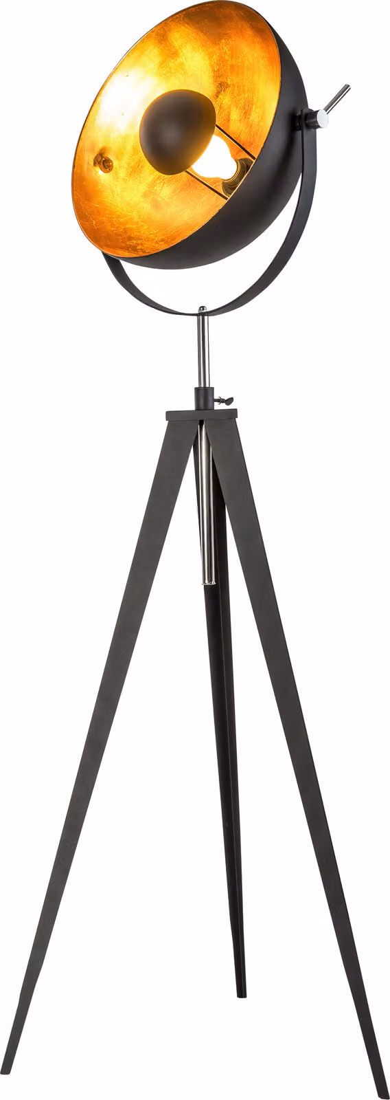 Lampada da terra NOWA, struttura in metallo nero, dettagli in metallo dorato, dimensioni (larghezza x altezza): 560 x 1518 mm, lunghezza del cavo: 1800 mm, esclusa lampadina: 1 x E27, 40W, 230V