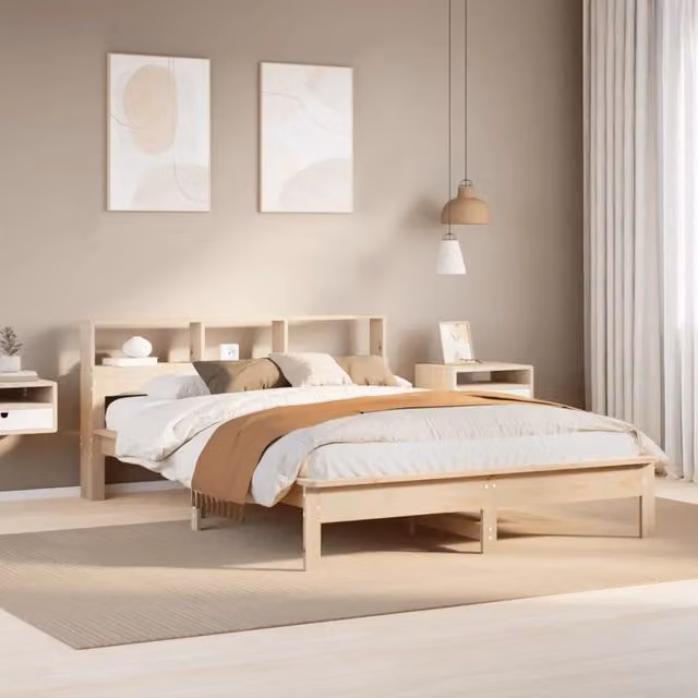 Letto senza Materasso-Struttura Letto 150x200 cm in Legno Massello di Pino 665296