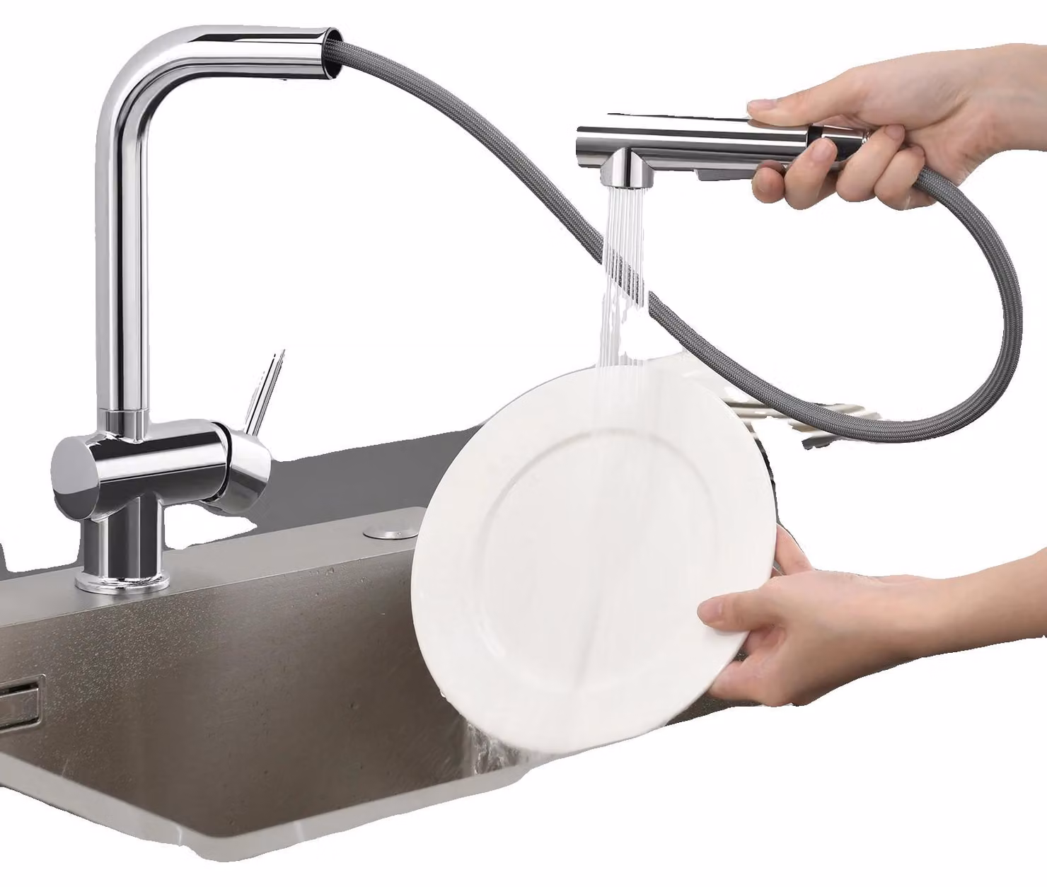 Rubinetto da cucina, monocomando, rotazione a 360 gradi, cromato, attacco G3/8