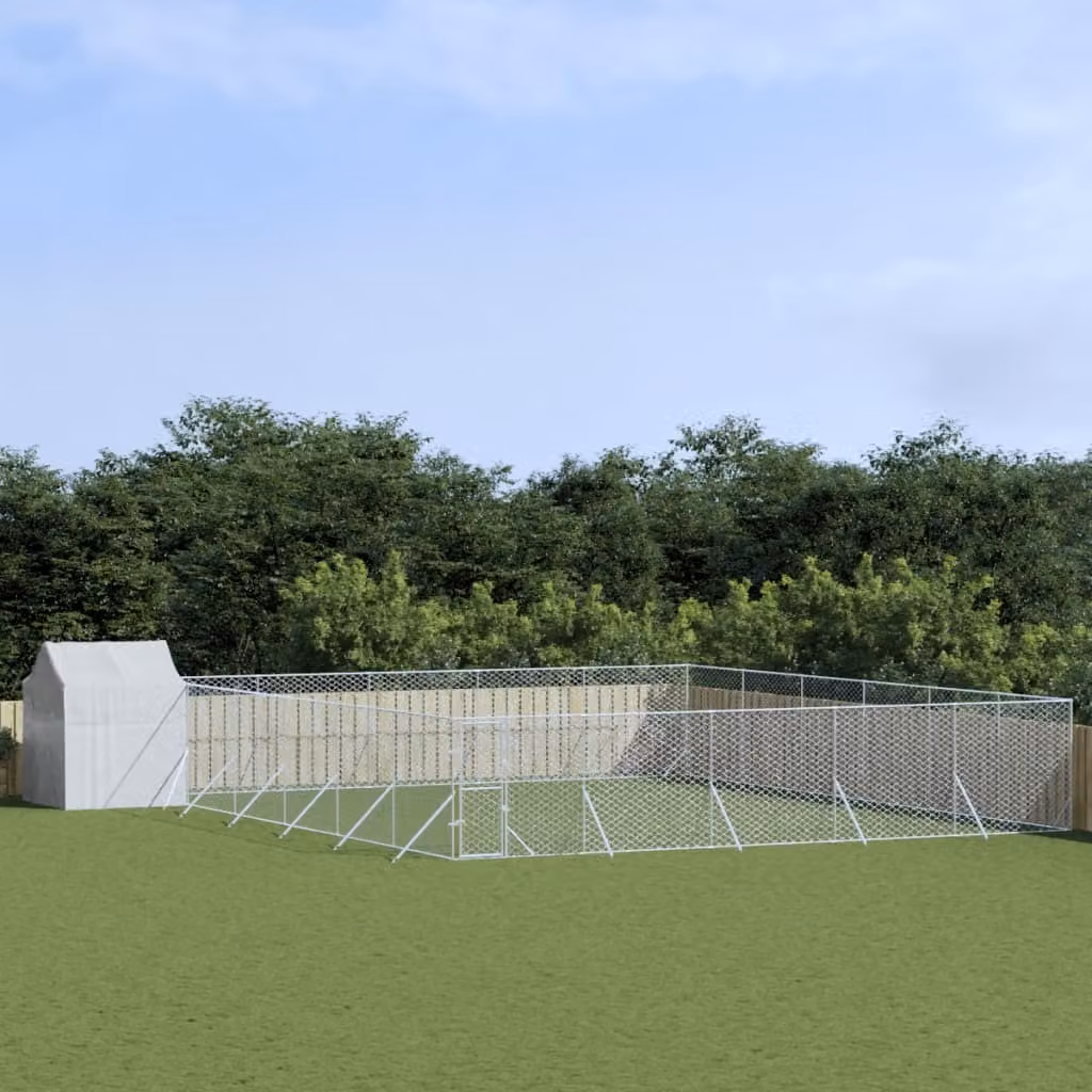 The Living Store Cuccia per cani da esterno con tetto Silver 12x12x2,5m Acciaio zincato