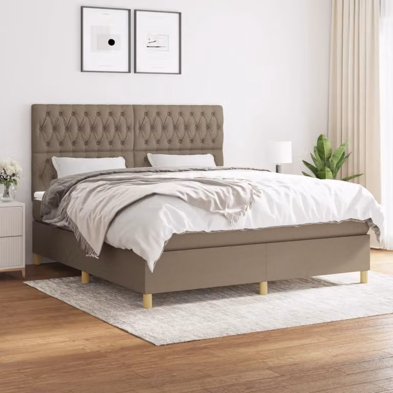 Maison Exclusive - Giroletto a Molle con Materasso Tortora 180x200 cm in Tessuto