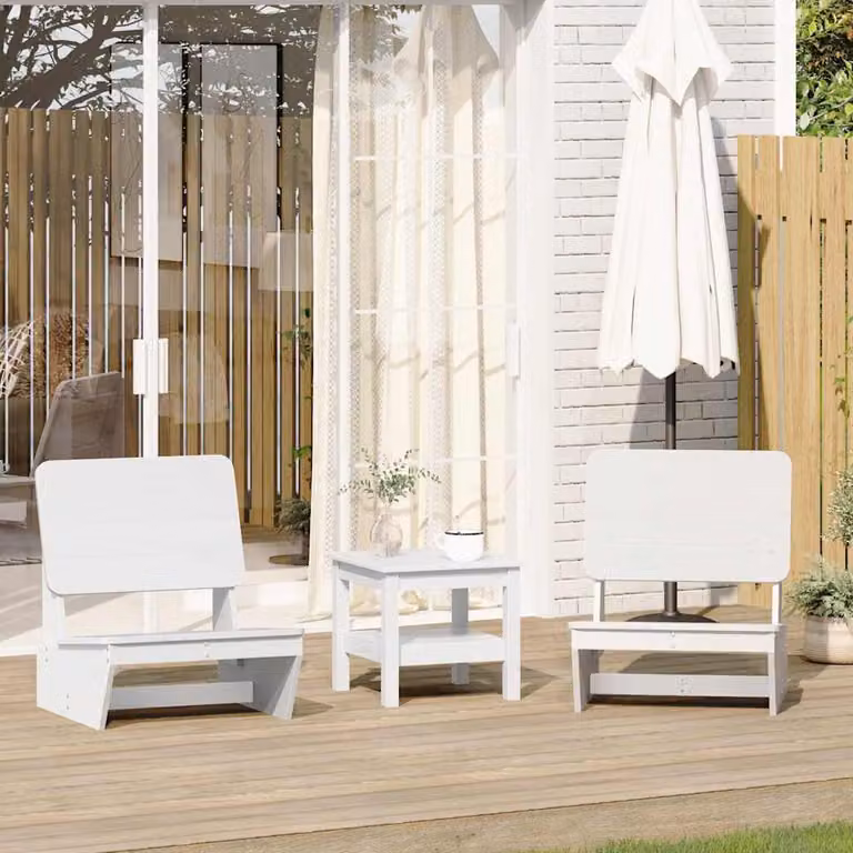 Set di 2 sedie da giardino vidaXL in legno di pino massello bianco lacca stile rustico
