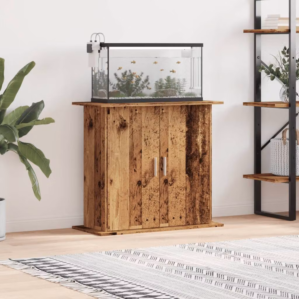 vidaXL Supporto Acquario in Legno Multistrato Marrone Antico L: 81 cm, P: 36 cm, H: 73 cm