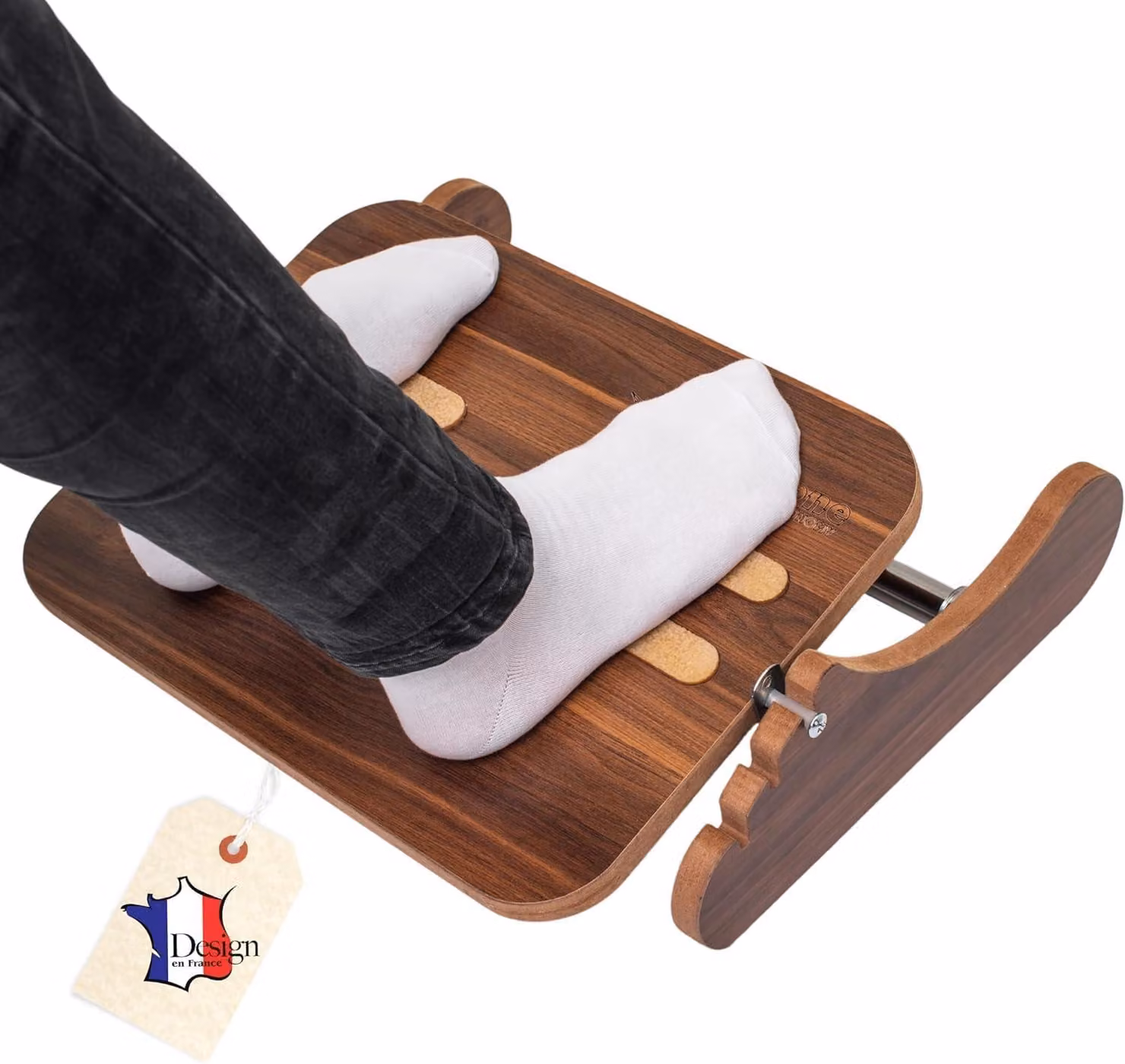 Poggiapiedi ergonomico in legno per scrivania, regolabile in altezza da 6 a 10 cm, inclinabile, ideale per l'ufficio