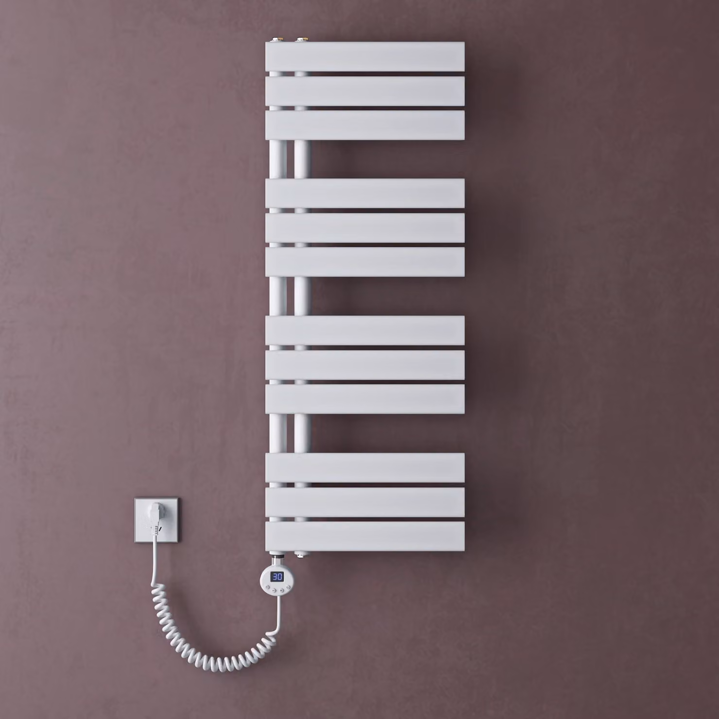 doporro Scaldasalviette Elettrico Bagno con Termostato Digitale e Funzione Timer 104x40cm 800W Bianco, Termoarredo Elettrico Temperatura Regolabile, Radiatore da Parete Verticale - FN
