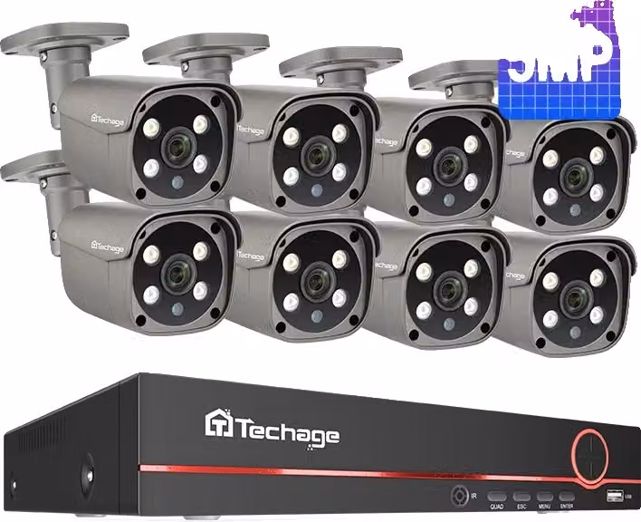 Sistema di telecamere di sicurezza, ingresso video 8CH, comunicazione audio bidirezionale, telecamera 8CH 8pcs 5MP, nessuna