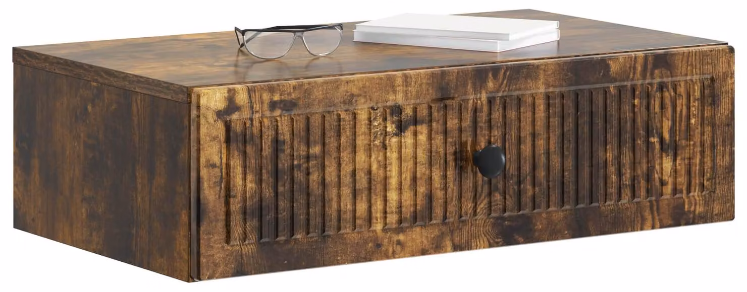 Tavolino da Parete Laterale Rovere Fumo 59 x 34,5 x 17 cm