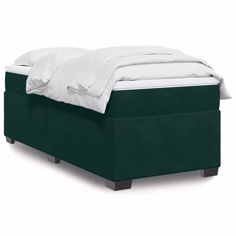 vidaXL Giroletto a Molle Ibrido con Materasso in Velluto Verde e Bianco L/P: 100 x 200 cm