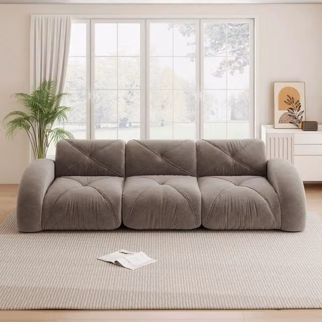 Divano modulare MIVRAY in tessuto beige o grigio con schiuma per il tuo soggiorno moderno