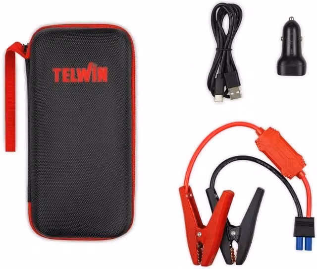 Avviatore di emergenza al litio 12v Telwin Drive 1250 con porte USB-A e USB-C – 1