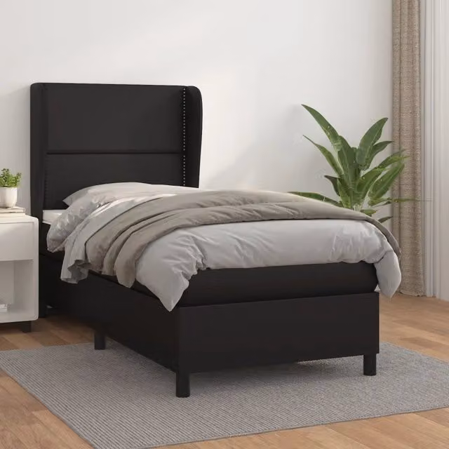 Giroletto a Molle con Materasso-Struttura Letto Nero 90x190 cm in Similpelle 692186