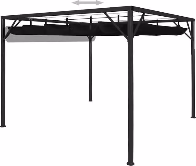 Gazebo | Pergolato da Giardino con Tetto a Scomparsa 3x3 m Antracite