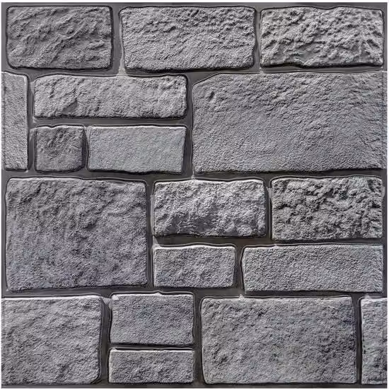 Pannelli 3D per Parete COMSTICKC in PVC effetto Pietra, Grigio Scuro, Set da 10 pezzi, L: 30 cm x L: 30 cm