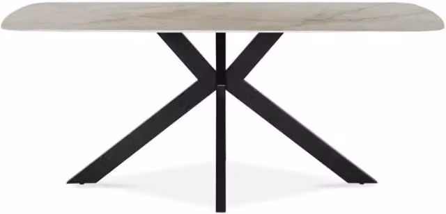 Tavolo da pranzo ARVENA – 180x90 cm – Colore beige marmo pietra – Piano effetto pietra – Design elegante e moderno