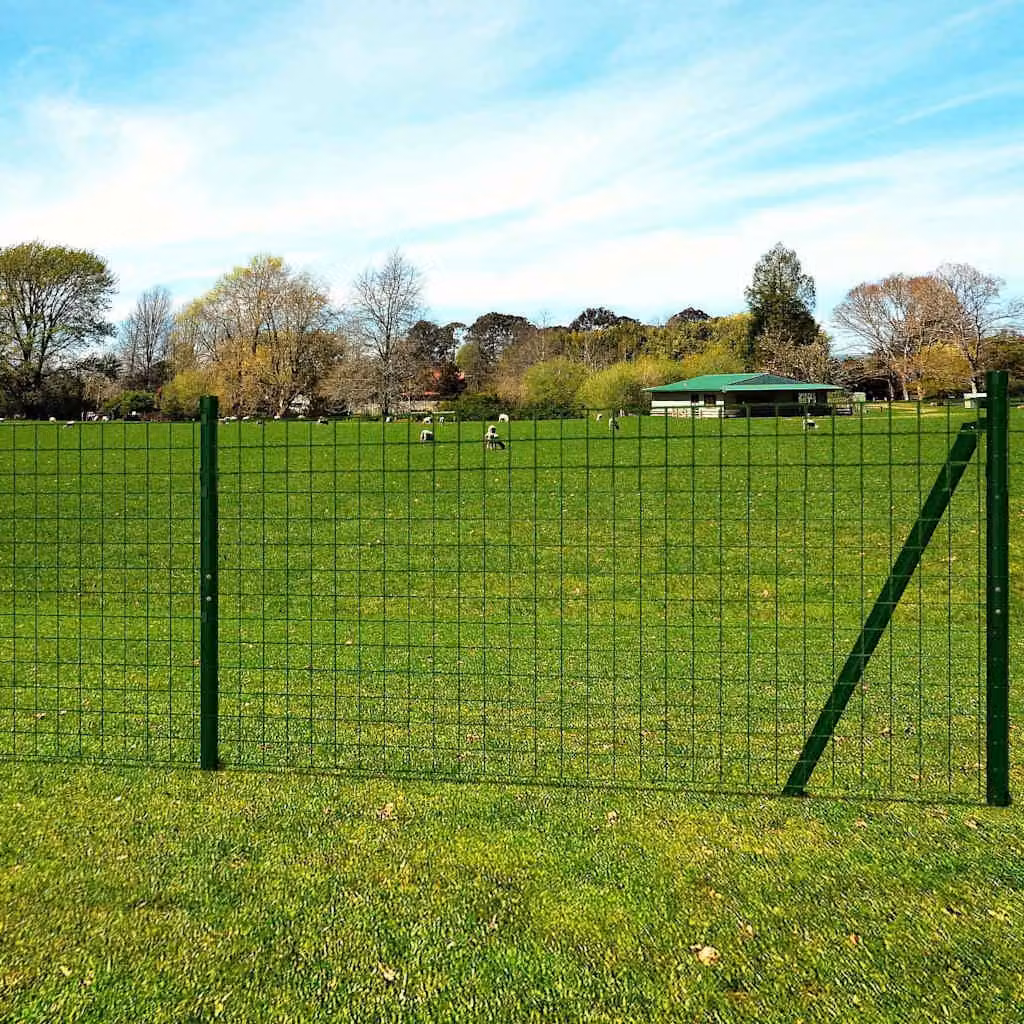Recinzione Euro vidaXL in acciaio rivestito in PVC verde, L: 10 m, H: 1,7 m