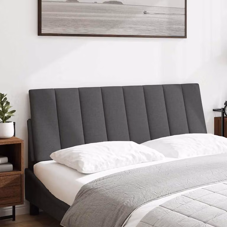 vidaXL Cuscino Testiera Hanko Grigio Scuro 140 cm in Tessuto