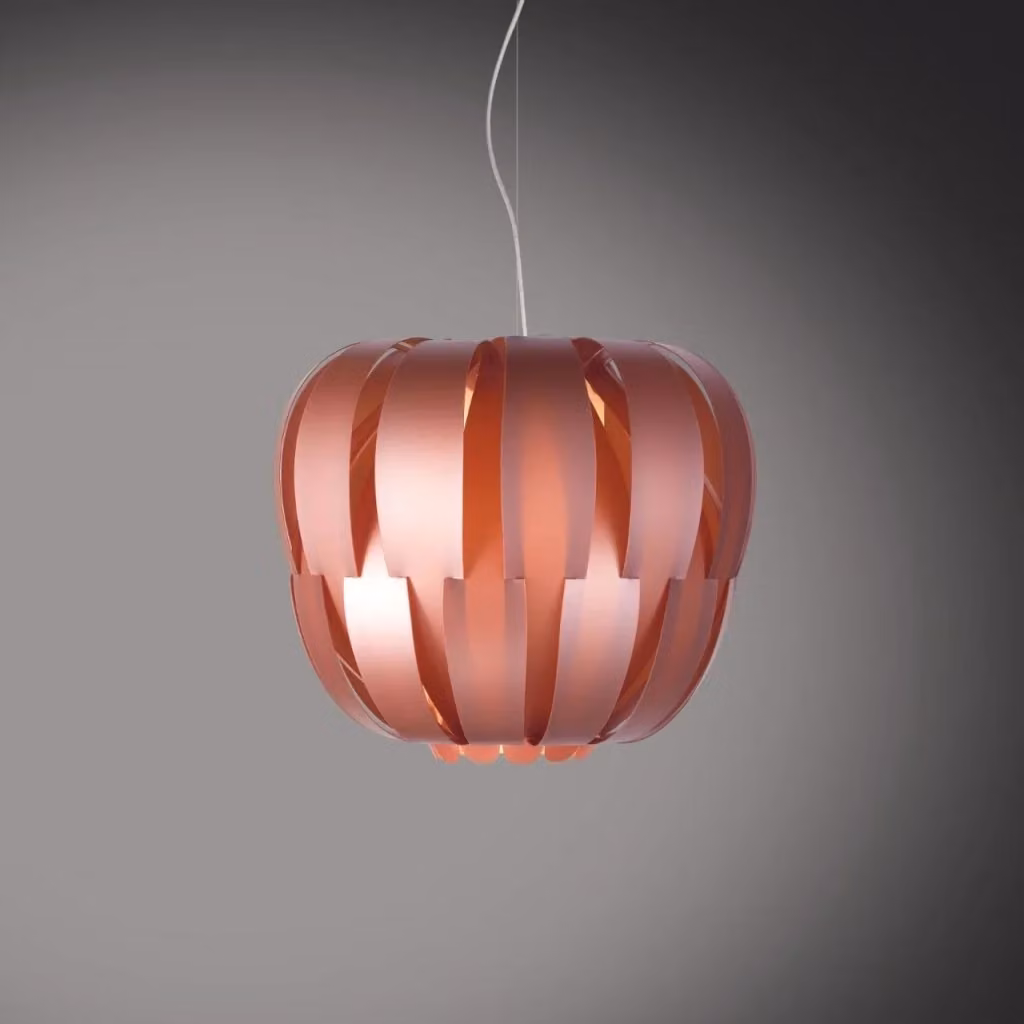 Lampada a sospensione Pink Metal IPERBRIKO in metallo cromato, forma rotonda, attacco E27, L: 29 cm, P: 22 cm – 2