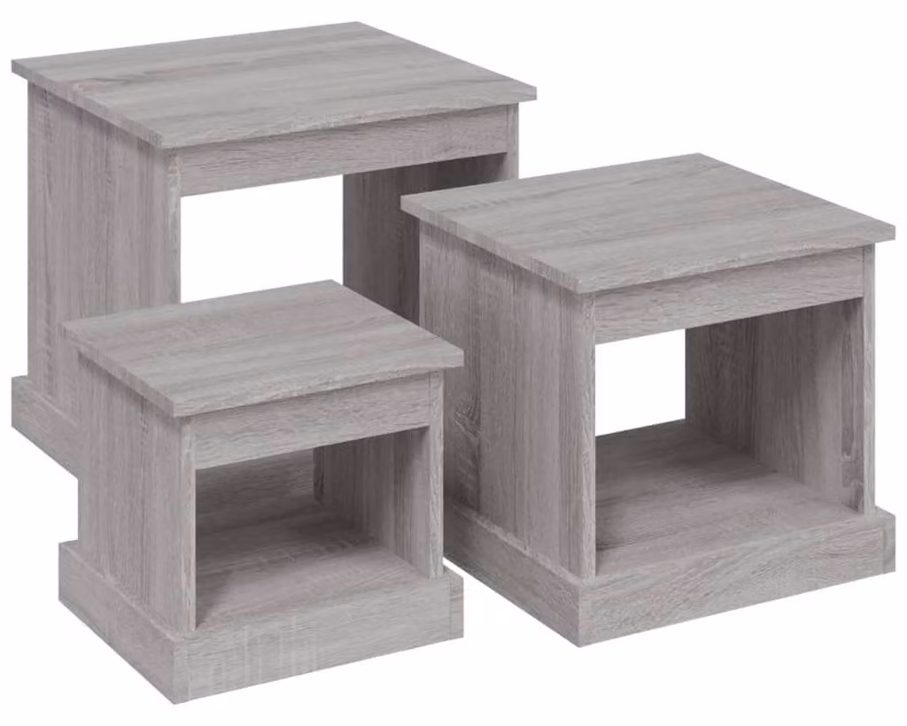 Set di 3 tavolini da salotto in legno grigio