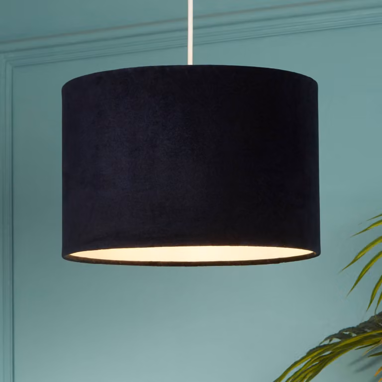 Searchlight Lampada a sospensione Mersana, dimmerabile, Blu, Soggiorno / Sala da pranzo, Tessuto / Stoffa / Seta, Scandinavo, Lampada a sospensione