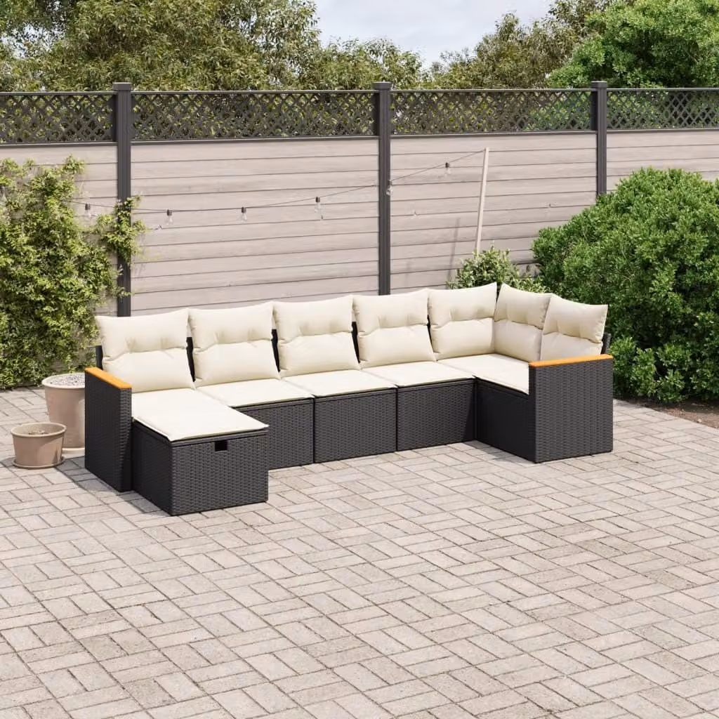 Maison Exclusive - Set Divani da Giardino con Cuscini 7pz Nero Polyrattan