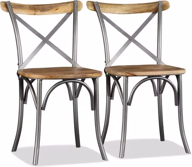 Set di 6 sedie da pranzo vidaXL in legno di mango e acciaio marrone stile industrial