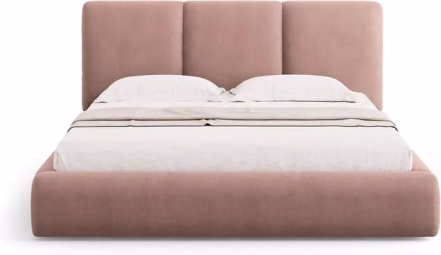 Letto con cassettone e testiera Nicolas di Cosmopolitan Design in ciniglia rosa L/P: 220 x 180 x 100 cm