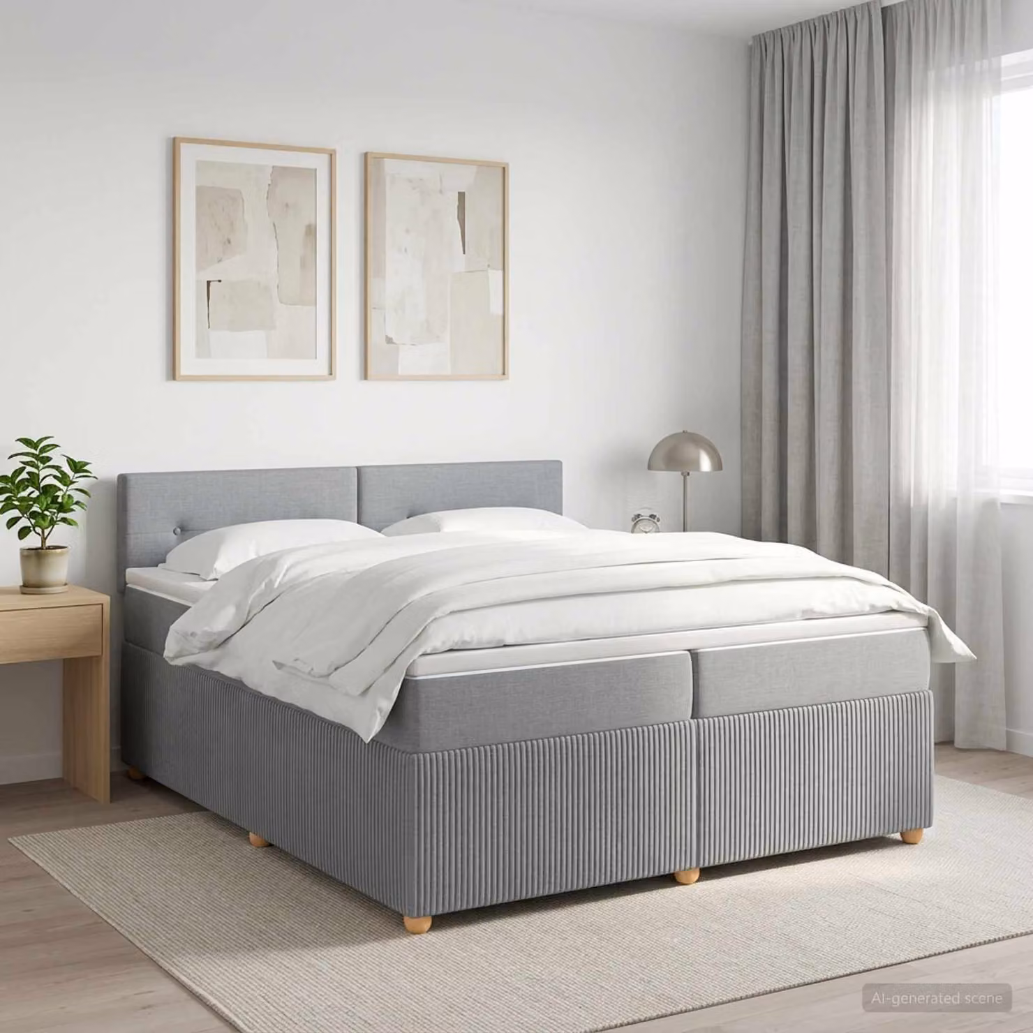 Letto box spring con materasso vidaXL Grigio Chiaro L/P: 200 x 200 cm