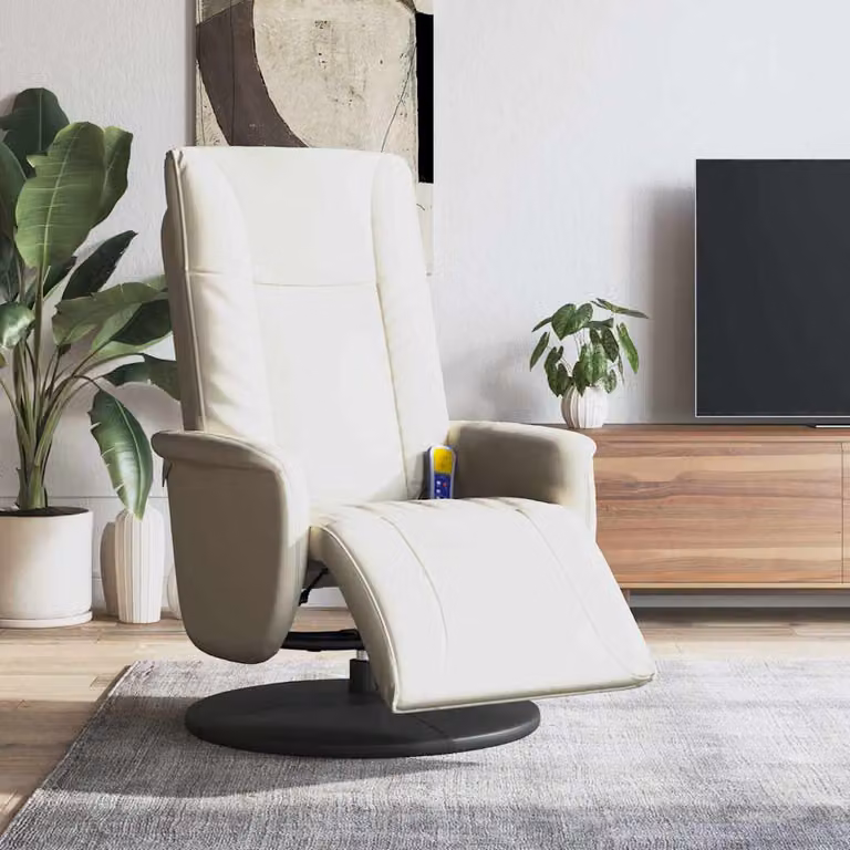Poltrona Reclinabile Relax vidaXL in Similpelle Beige con Poggiapiedi e Braccioli