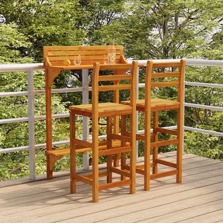 Maison Exclusive - Set da Bar per Balcone 3 pz in Legno Massello di Acacia