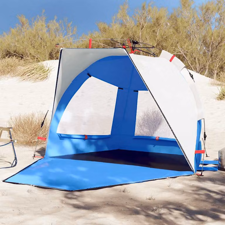 vidaXL Tenda da Spiaggia per 2 Persone Blu in Poliestere Impermeabile L: 224 cm, P: 142 cm, H: 138 cm