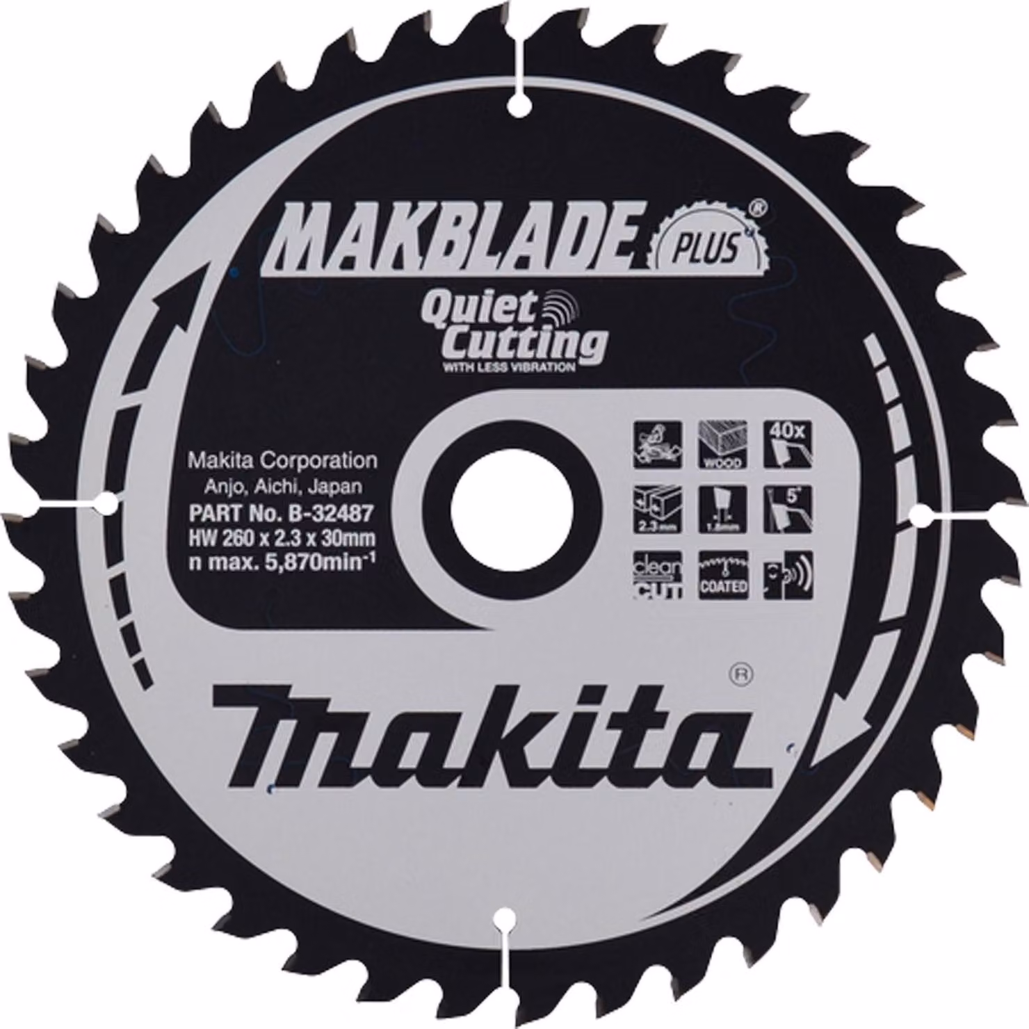 Makita Sega circolare 260X30X40Z Makblade Plus Legno