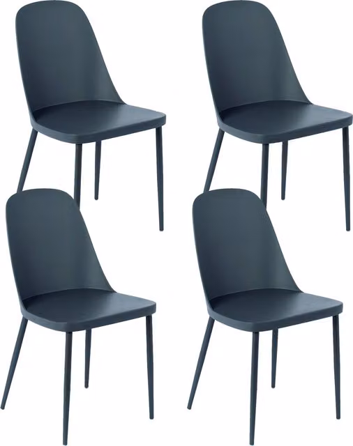 Sedia E-Stylo in polipropilene e metallo grigio scuro Set da 4 L: 46 cm, P: 55 cm, H: 80 cm