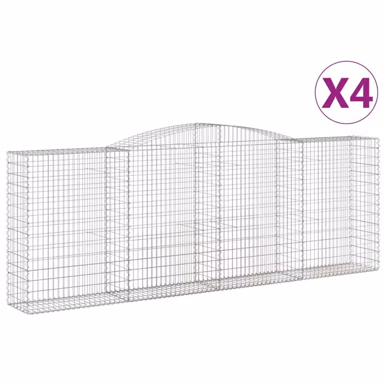 Cesti Gabbioni ad Arco 4 pz 400x50x140/160 cm Ferro Zincato