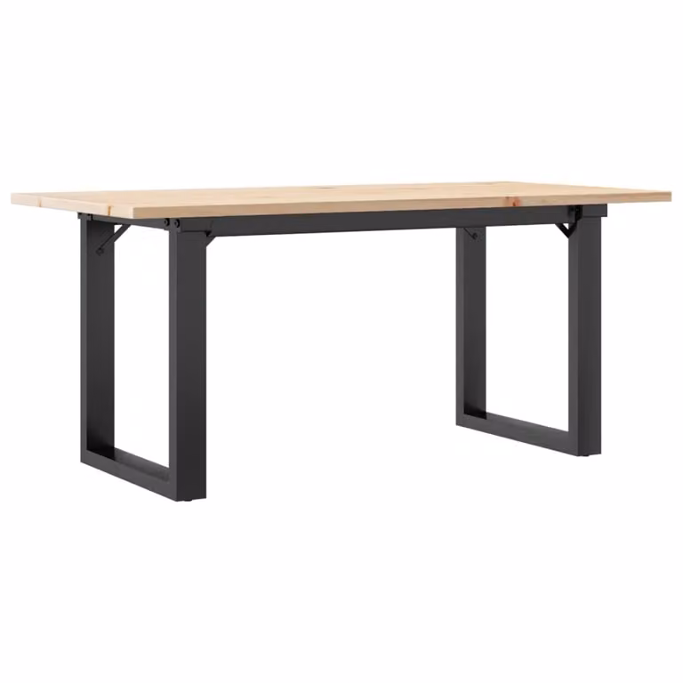 Tavolino Salotto Telaio a O 100x50x45cm Legno Pino e Acciaio