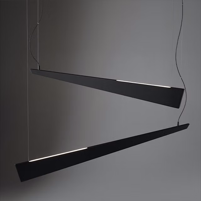 Lampada a sospensione doppia Cattaneo Katana in metallo nero con tecnologia LED e altezza regolabile