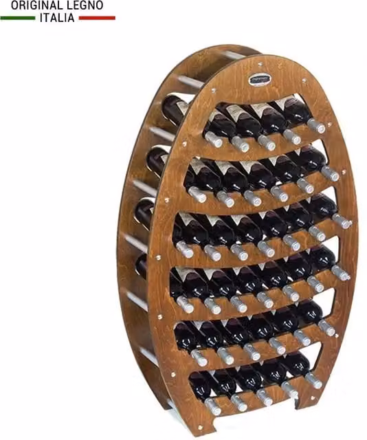 Cantinetta in legno Original Legno Italia modello Botte per 36 bottiglie di vino, finitura noce, L: 75 cm, P: 25 cm, H: 120 cm