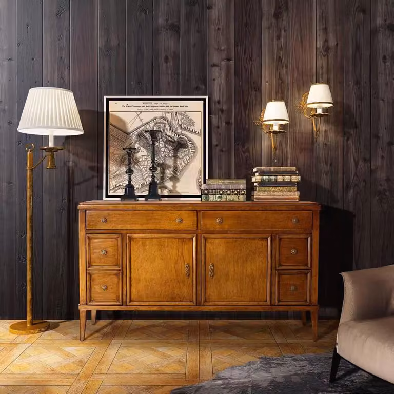 Madia credenza in legno con 2 porte finitura bassano marrone Mobili 2G L/P/H: 150 x 47 x 86 cm
