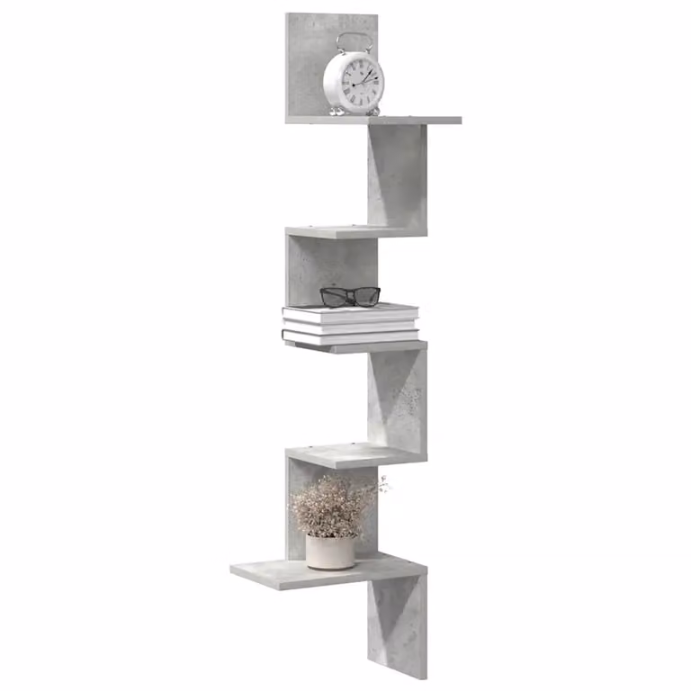 Scaffale angolare da muro vidaXL moderno in MDF grigio L/P/H: 32 x 32 x 127,5 cm
