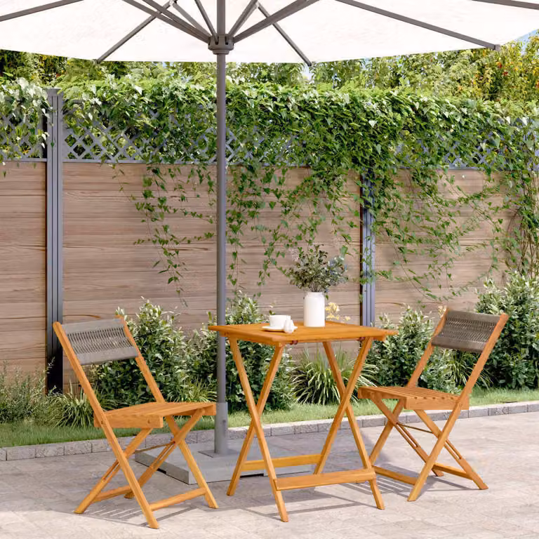 Maison Exclusive - Set da bistrot 3 pezzi, grigio, in polipropilene e legno massello