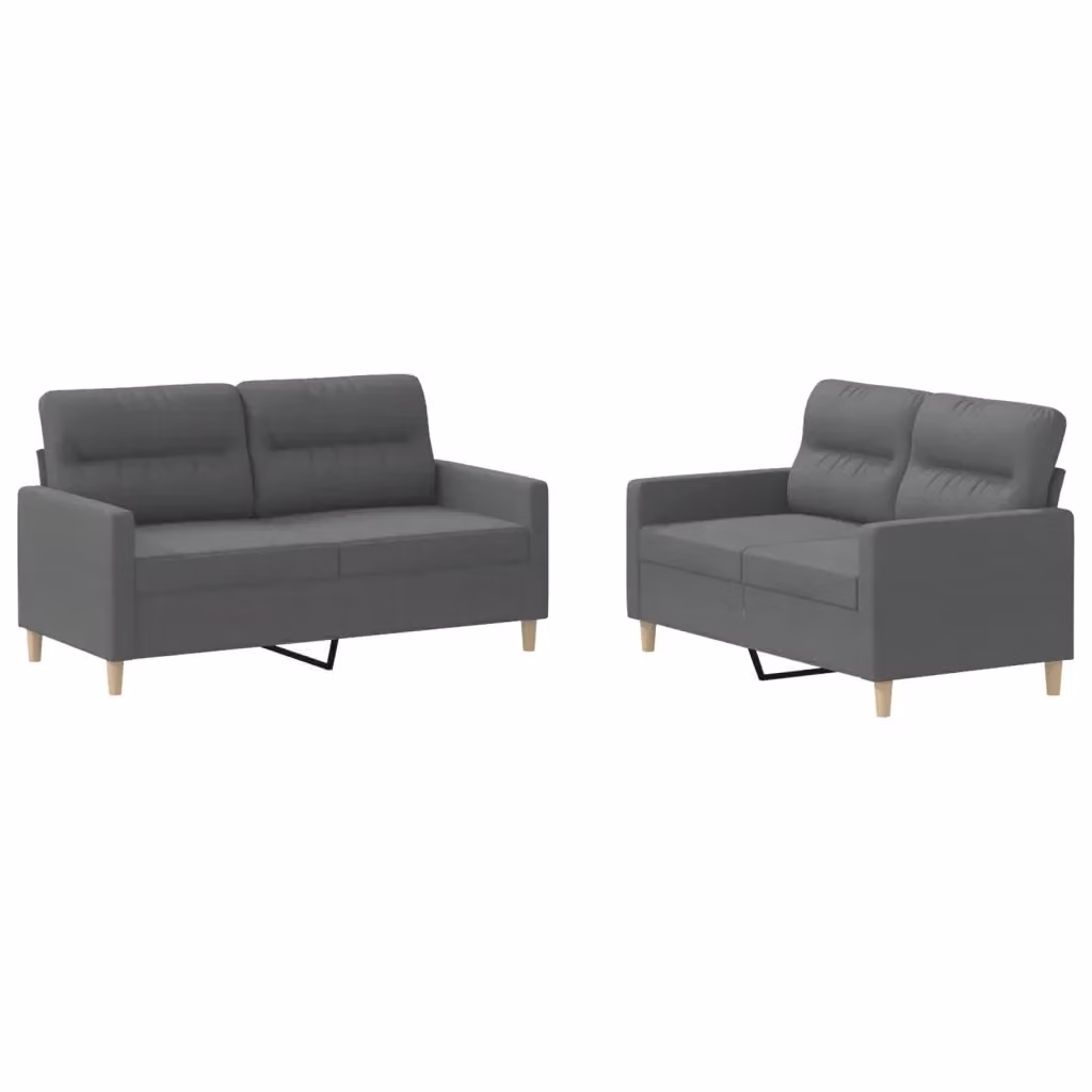 vidaXL Set di 2 Divani Moderni in Tessuto Grigio con Cuscini – 2