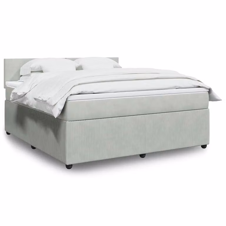 vidaXL Giroletto a Molle con Materasso Ibrido in Velluto Grigio Chiaro L: 180 cm, P: 200 cm