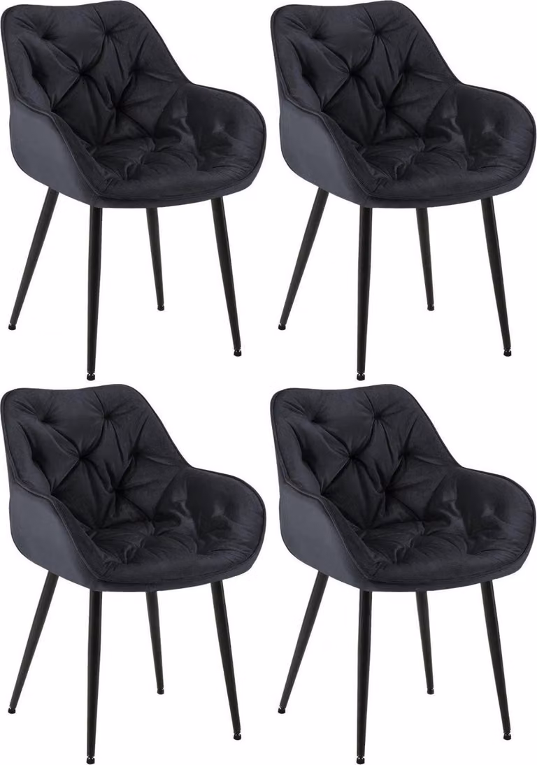 Set di 4 sedie da pranzo in velluto - sedie SAMT - ottimo comfort di seduta | colore: nero