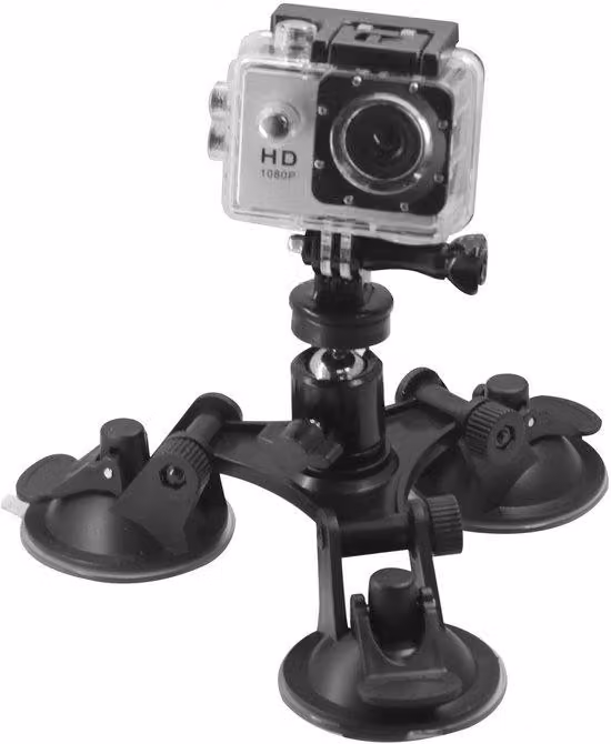 Supporto automatico a ventosa per videocamera sportiva, testa sferica da 1/4 di pollice, rotazione a 360 gradi, per riprese fisse