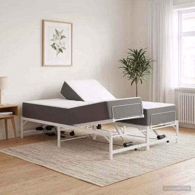 Telaio Letto Elettrico Regolabile Bianco 140 x 190 cm Acciaio 3438631