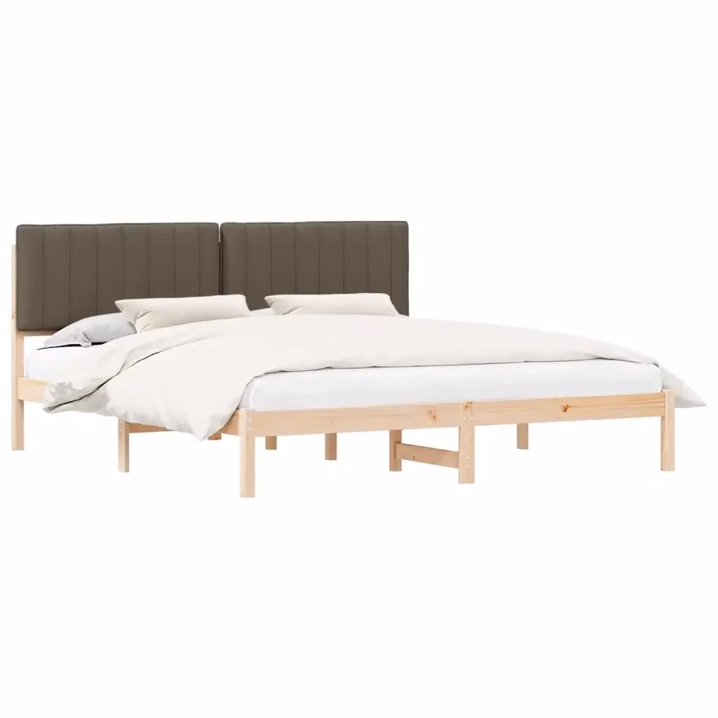 Letto con testiera rivestita vidaXL in legno di pino, colore beige o grigio, L/P/H: 180 x 200 cm – 2