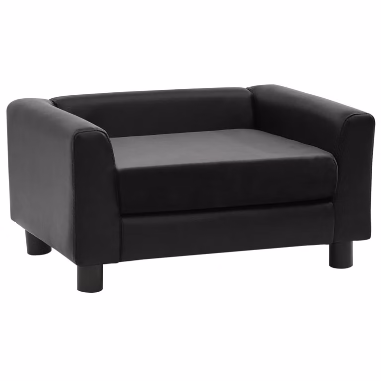 Divano per Cani Nero 60x43x30 cm in Peluche e Pelle finta
