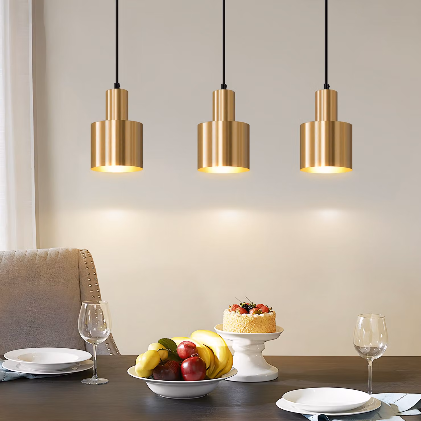 ZMH lampada a sospensione tavolo da pranzo sospensione lampada a sospensione vintage sala da pranzo 3 fiamma sala da pranzo lampada design oro tavolo da pranzo in metallo lampada a sospensione E27 per camera da letto soggiorno senza lampadine
