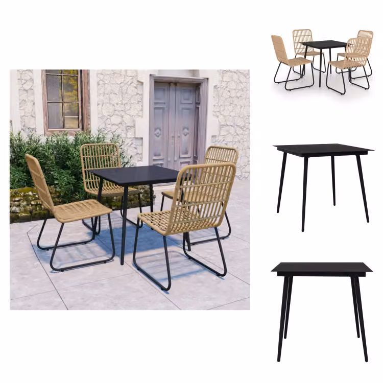 vidaXL Set da pranzo da giardino 5 pezzi in rattan e vetro - Set di mobili da giardino