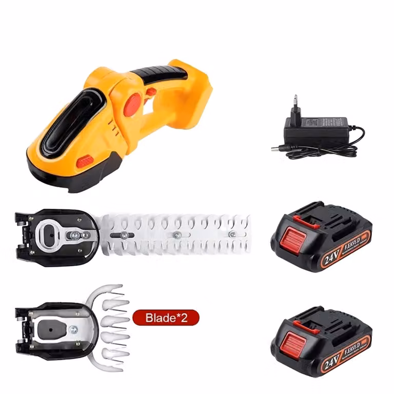 Tagliasiepi a batteria, sistema di lame 2 in 1, design leggero ed ergonomico, batteria 2X con spina UE, due batterie
