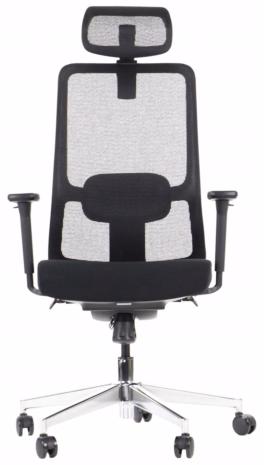 Sedia da ufficio girevole ergonomica XELO/M, base cromata, braccioli regolabili, seduta scorrevole (avanti-indietro), nero